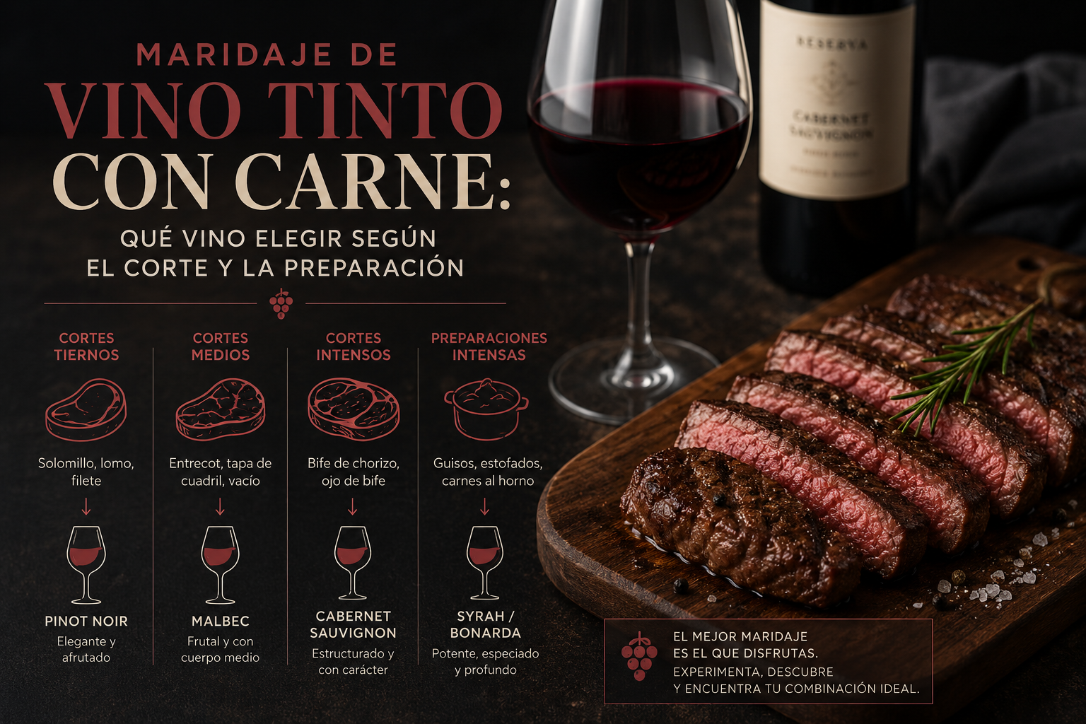 Aprender sobre el Madiraje de Vino tinto y Carne