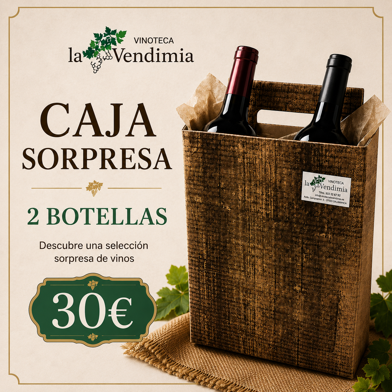 2 vinos seleccionados por expertos. Perfecta para descubrir o regalar.
